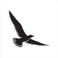 mouette silhouette - mouette en volant contour illustration dans noir et blanc vecteur