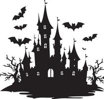 Halloween Château silhouette illustration blanc Contexte vecteur