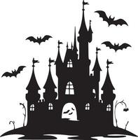 Halloween Château silhouette illustration blanc Contexte vecteur