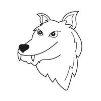 coloriage simple. tête de loup à colorier, livre de coloriage pour les enfants d'âge préscolaire vecteur