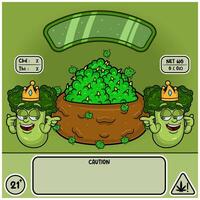 brocoli souche avec bourgeon de mauvaises herbes dans dessin animé style. cannabis conception pour logo, étiquette et emballage produit. vecteur