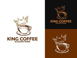 café avec couronne logo illustration, Roi café logo, café magasin et café logo conception modèle vecteur