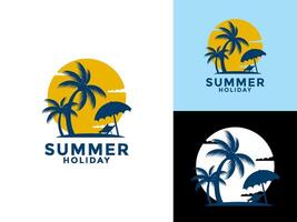 été vacances logo icône, été plage logo conception modèle vecteur