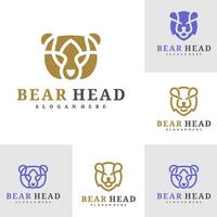 ensemble de ours logo modèle, Créatif ours tête logo conception concepts vecteur
