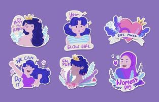 journée internationale de la femme stickers vecteur