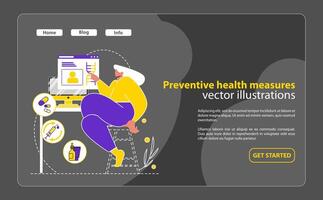 préventif santé les mesures concept vitrines santé surveillance par numérique plates-formes, soulignant proactif personnel soins de santé la gestion illustration vecteur