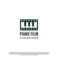 la musique cinéma médias divertissement Facile logo, film rouleau avec piano modèle illustration vecteur