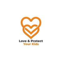 amour lié enfants protection symbole logo vecteur