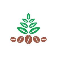 vecteur de logo de symbole de grain de café de thé de feuille