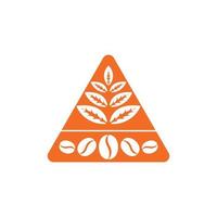 vecteur de logo de conception de triangle de grain de café de feuille de thé