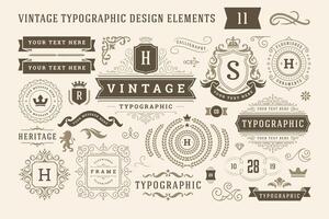 ancien typographique conception éléments ensemble illustration. vecteur