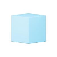 bleu cube brillant géométrique figure forme piédestal au carré étape commercial boîte réaliste vecteur
