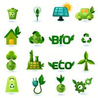 ensemble d&#39;icônes vert écologie vecteur
