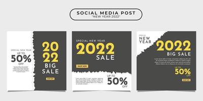 2022 bonne année collection de modèles de conception de publication de médias sociaux pour bannière, affiche, publicité, etc. vecteur