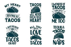 paquet de conception de citations de t-shirt tacos vecteur