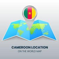 icône de localisation du cameroun sur la carte du monde, icône de broche ronde du cameroun vecteur