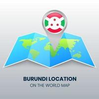 icône de localisation du burundi sur la carte du monde, icône d'épingle ronde du burundi vecteur