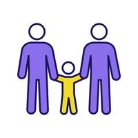 icône de couleur de famille gay. deux papas avec enfant. parentalité de même sexe. parents LGBT. deux hommes avec un enfant. adoption homosexuelle. illustration vectorielle isolée vecteur