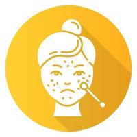 spot traiter l'icône de glyphe de grandissime design plat jaune. procédure de soins de la peau. beauté du visage. effet nettoyant et cicatrisant pour les peaux à problèmes. produit médical. illustration vectorielle vecteur