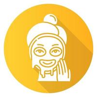 appliquer l'icône de glyphe de grandissime de conception plate jaune de masque liquide. procédure de soins de la peau. soins de beauté du visage. produit visage à effet liftant et exfoliant. se réconcilier. illustration vectorielle vecteur