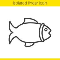 icône linéaire de poisson. illustration de ligne mince de signe de fruits de mer d'épicerie. symbole de contour de magasin de pêche. dessin de contour isolé de vecteur