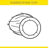 icône linéaire de noix de coco ouverte. illustration de la ligne mince. symbole de contour. dessin de contour isolé de vecteur