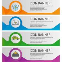 ensemble de modèles de bannière d'énergie écologique. centrale nucléaire, énergie hydraulique, panneau solaire, éléments de menu de site Web de voiture écologique. concepts de bannière web polygonale de couleur. arrière-plans de vecteur