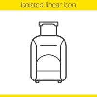 valise à bagages sur l'icône linéaire de roues. illustration de la ligne mince. symbole de contour. dessin de contour isolé de vecteur