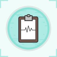 icône de couleur de presse-papiers de cardiogramme. moniteur de fréquence cardiaque. ecg. illustration vectorielle isolée vecteur