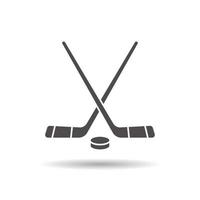 icône d'équipement de jeu de hockey. symbole de silhouette d'ombre portée. bâtons de hockey et rondelle. espace négatif. illustration vectorielle isolée vecteur