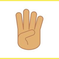 quatre doigts vers le haut de l'icône de couleur de geste de la main. illustration vectorielle isolée vecteur