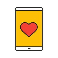 icône de couleur de l'application de rencontres pour smartphone. smartphone en forme de coeur. illustration vectorielle isolée vecteur