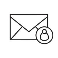 icône linéaire de courrier personnel. illustration de la ligne mince de la lettre. message sms avec symbole de contour de l'utilisateur. dessin de contour isolé de vecteur