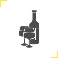 icône de glyphe de bouteille et de verres de vin. symbole de silhouette. espace négatif. illustration vectorielle isolée vecteur