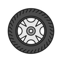 icône de couleur de jante et de pneu de voiture. roue automobile. illustration vectorielle isolée vecteur