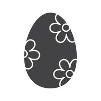 icône de glyphe d'oeuf de pâques. symbole de silhouette. oeuf de pâques avec motif de fleurs. espace négatif. illustration vectorielle isolée vecteur