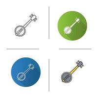 icône de banjo. design plat, styles linéaires et de couleur. illustrations vectorielles isolées vecteur