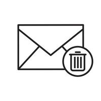 supprimer l'icône linéaire de courrier électronique. illustration de la ligne mince. lettre avec symbole de contour de corbeille. dessin de contour isolé de vecteur