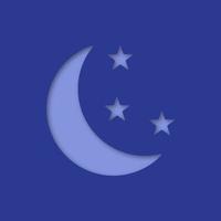 Lune et étoiles papier découpé icône. nuit. heure du coucher. illustration vectorielle silhouette isolée vecteur