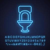 icône de néon de casserole de toilette. toilettes toilettes. signe lumineux avec alphabet, chiffres et symboles. illustration vectorielle isolée vecteur
