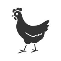 icône de glyphe de poulet. élevage de volailles. symbole de silhouette. espace négatif. illustration vectorielle isolée vecteur