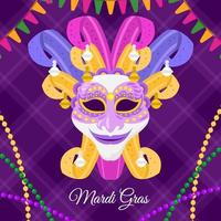 masque de carnaval de mardi gras plat et coloré vecteur