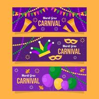 collection de bannières colorées de carnaval de mardi gras vecteur