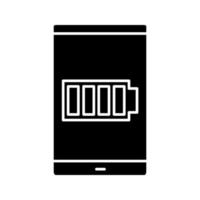 icône de glyphe de batterie élevée de smartphone. Batterie en charge. symbole de silhouette. espace négatif. illustration vectorielle isolée vecteur