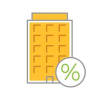 icône de couleur de remise de prêt à domicile. Appartements et immeubles de grande hauteur taux d'intérêt hypothécaire. illustration vectorielle isolée vecteur