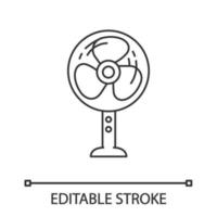 stand icône linéaire de ventilateur de sol. ventilateur de refroidissement domestique. illustration de la ligne mince. appareil électroménager. symbole de contour. dessin de contour isolé de vecteur. trait modifiable vecteur