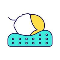 icône de couleur d'oreiller orthopédique. oreiller en mousse à mémoire de forme. position correcte du cou pour dormir. coussin cervical. illustration vectorielle isolée vecteur