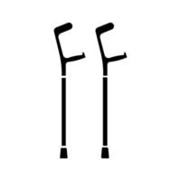 icône de glyphe de béquilles de coude. aide à la mobilité. symbole de silhouette. espace négatif. illustration vectorielle isolée vecteur