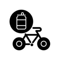 vélos fabriqués à partir de canettes en acier icône de glyphe noir. vélos de fabrication respectueux de l'environnement. équipement de vélo conscient. utiliser des matériaux alternatifs. symbole de silhouette sur un espace blanc. illustration vectorielle isolée vecteur