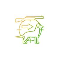 icône de vecteur linéaire dégradé de maître-chien. chasse avec compagnon. races pour attraper des proies. retriever et chien de chasse. symbole de couleur de ligne mince. pictogramme de style moderne. dessin de contour isolé de vecteur